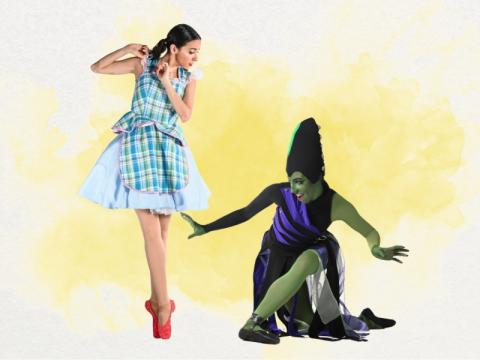 Two ballerinas, one dressed as Dorothy and the other as the Wicked Witch