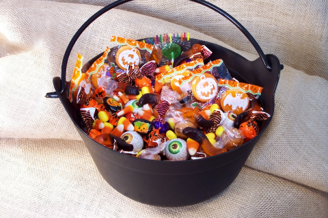 bucket of halloween candy