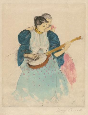 The Banjo Lesson, c. 1893, color drypoint and aquatint with monotype inking,