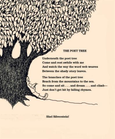 a copy of the the Shel Silverstein poem "The Poet Tree"