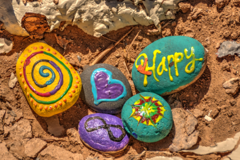 cheerfully painted rocks