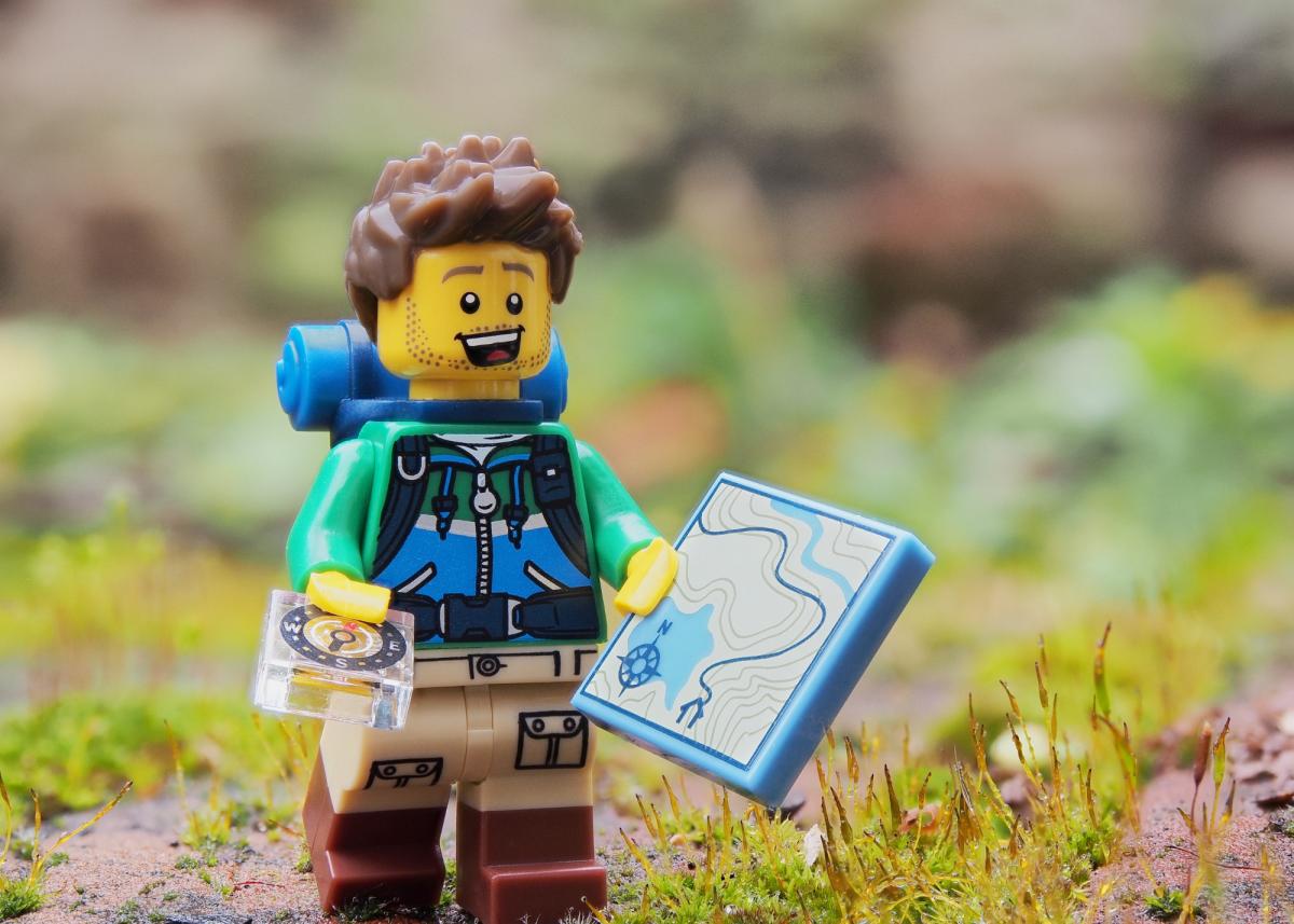 LEGO minifig who looks like he is hiking