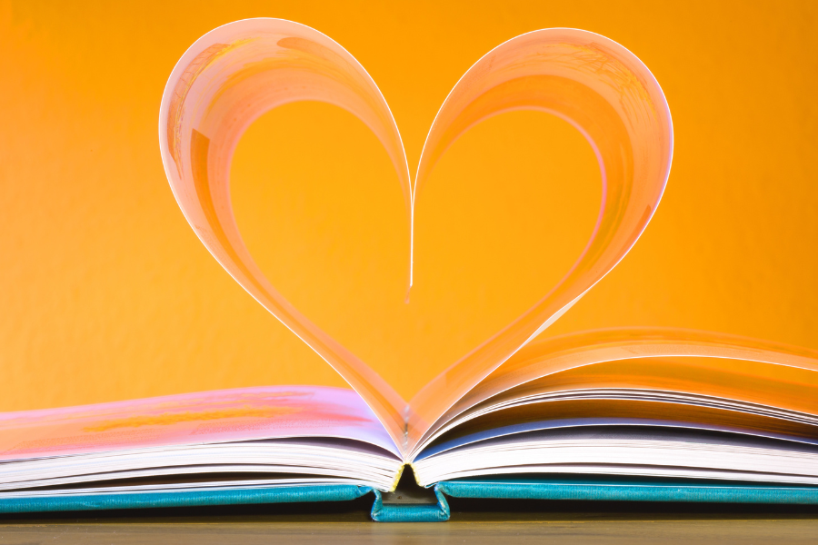 pages of a book forming a heart