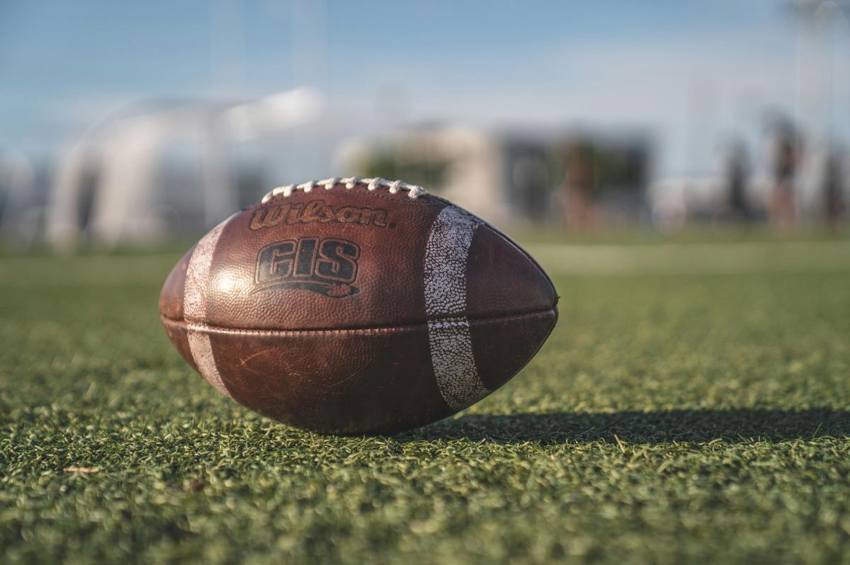 photo of a football on a field